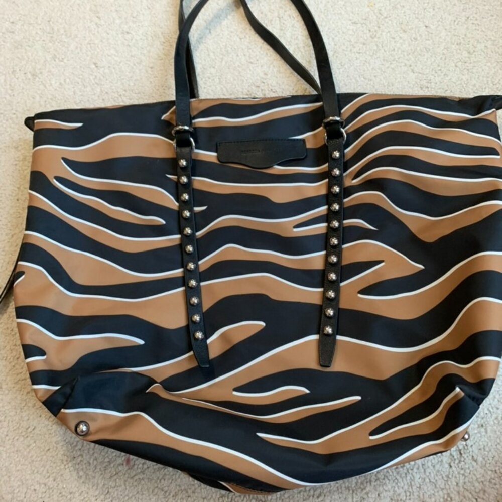 Rebecca Minkoff Bowie nylon tote zebra stripes